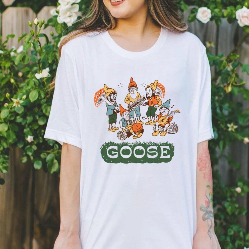 Goose Band Unisex White Tee Shirt, Cotton Crewneck Tee Shirt